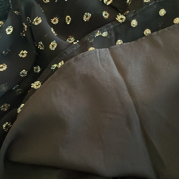 Loft romantic black blouse with metallic design. SZ M - Picture 8 of 8